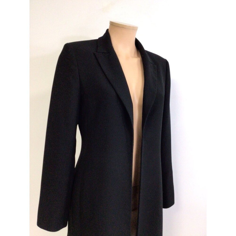 Jones Studio Long Black Coat Executive Jacket Womens 6 - Picture 2 of 9